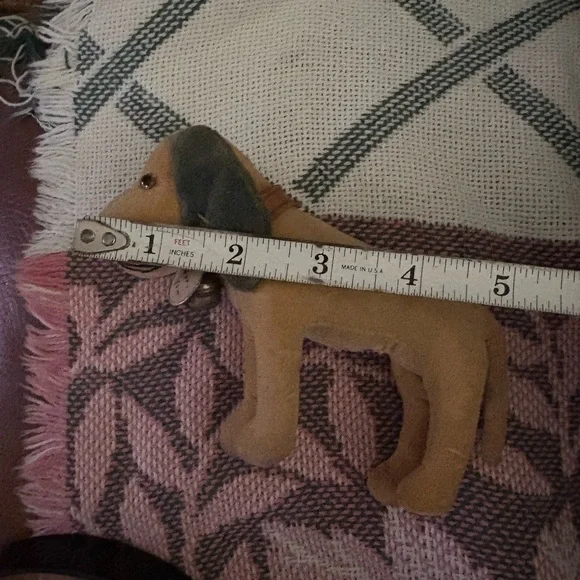 Vintage Modern Toy Plush Tan Dog Toy complete with collar, bell and fob label - Picture 8 of 8